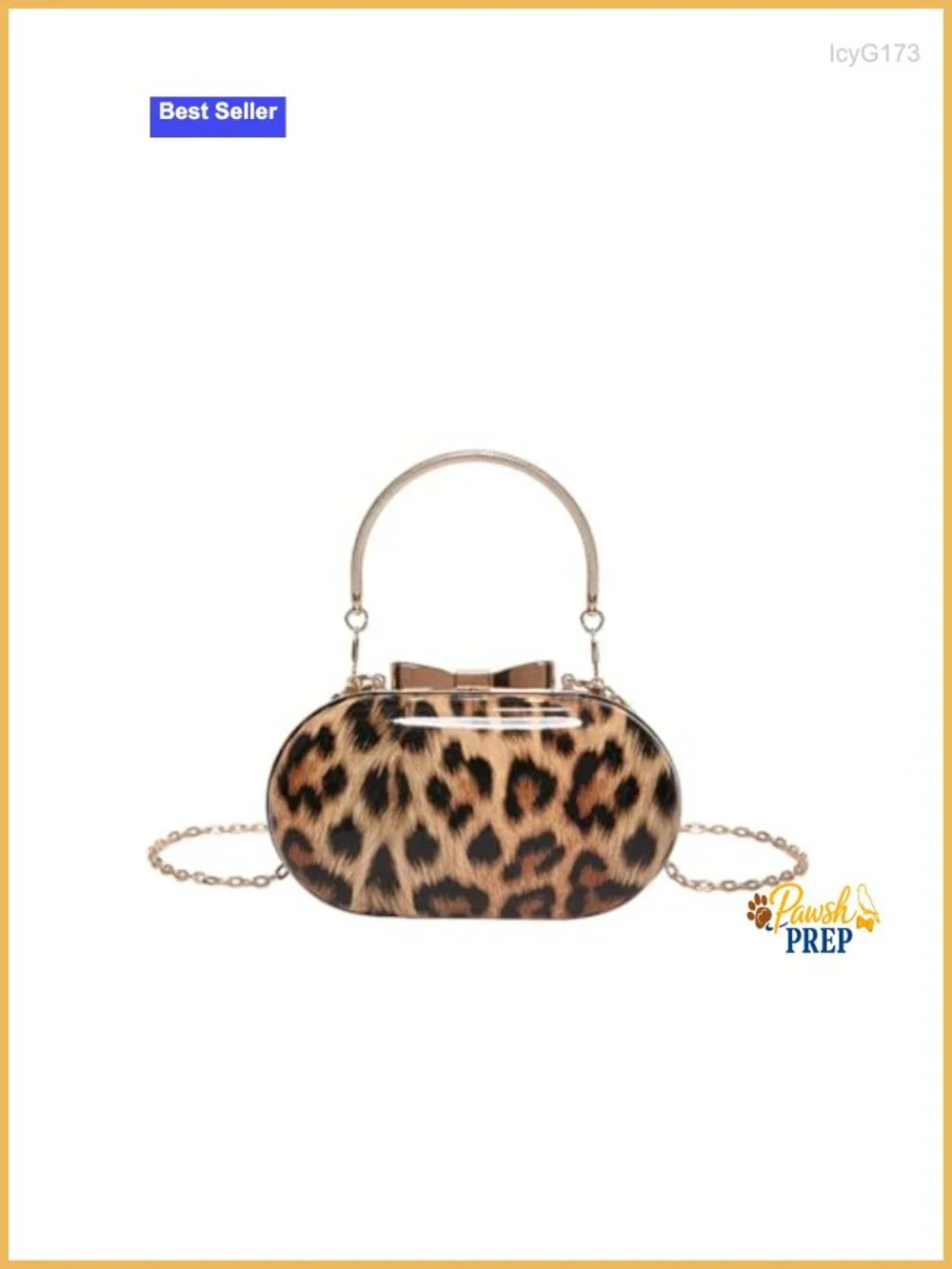 Leopard Print Clutch Evening Tote Bag with Chain Top Handle Satchel Handbag